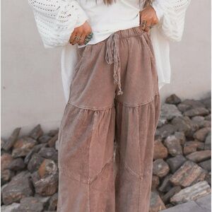 Women's Tan Wide-Leg Pants